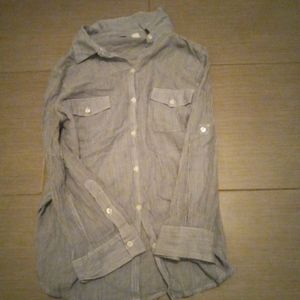 BDG Urban Outfitters Womens M Blue White Shirt Hi-Low Button-Up